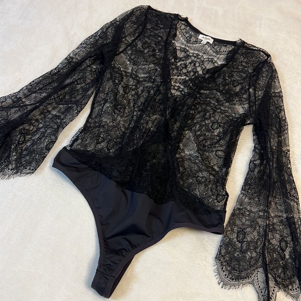 Daya by Zendaya Black Lace Bodysuit - Size Large